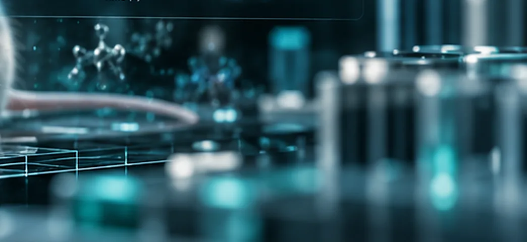 Pharmacokinetic data displayed above laboratory glassware
